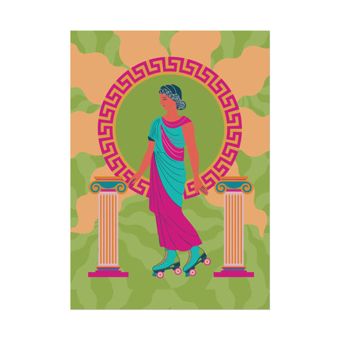 Roller Skating Grecian Goddess Art Print